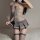 Sexy jk uniform lingerie set featuring sheer stockings, perfect for petite women seeking a daring cosplay look with a touch o...