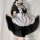 A stylish maid outfit featuring a black and white design with ruffled details, perfect for anime-inspired daily wear.