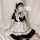 A kawaii maid outfit featuring a black and white design with adjustable straps, perfect for anime-inspired daily wear.