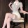 Korean-style sheer lingerie set featuring a secretary outfit with a bodycon mini skirt, combining modesty and allure.