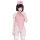 A woman models a pink kuiyun anime nurse cosplay costume featuring an open-crotch design, pvc bodysuit with hidden snap closu...