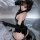 Sexy black patent leather sailor moon cosplay costume set featuring bunny ears and gloves, perfect for themed parties and rol...