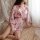 Sexy kimono-style lingerie set - satin open-front printed role play outfit for women, featuring elegant floral patterns and s...