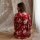 Sexy kimono-style lingerie set - satin open-front printed role play outfit for women, featuring intricate floral patterns and...
