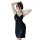 A woman poses elegantly in a black lace babydoll sleep dress, featuring sheer fabric and delicate lace details for a romantic...