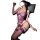 Woman wearing purple lace backless lingerie set with sheer mesh bra, steel underwire, and matching bodysuit.