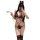 Woman wearing premium lace bodysuit set with sheer open-crotch thong and bra, featuring intricate lace detailing and cat ears...
