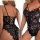 Sexy black lace bodysuit with sheer back design, open crotch cami set, perfect for womens sleepwear and erotic lingerie.