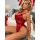 Sexy red lace bodysuit with sheer backless design, open-crotch style, perfect for bridal lingerie sets.