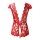 Red lace deep v-back lingerie set with floral trim and sheer cutouts, perfect for seductive sleepwear.