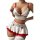 Sexy lace maid outfit set featuring a flirty top with red accents and a cute mini skirt, perfect for women seeking playful el...