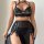 Sexy lace halter neck lingerie set with high slit and bondage style design for women.