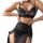 Sexy lace halter neck lingerie set with high slit and bondage style design for women.