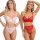 Sheer mesh lingerie set with heart embroidery in white and red, featuring a bra and panties for women.