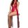 Sexy red lace nightgown with heart neck strap, sheer mesh design, side slits, and sparkle accents.