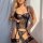 Luxury lace low-waist thong set with breathable design, perfect for small busts, featuring elegant push-up details and garter...