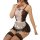 Sexy lace maid bodysuit with floral design, perfect for sleepwear or roleplay outfits. features 。