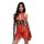 Sexy sheer red dress with lace mesh corset top, elegant restrained design for women.