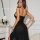 Elegant black lace mesh sexy sleep dress set, sheer design, lightweight and alluring, perfect for women seeking sophisticatio...