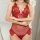 Sexy red lace bodysuit with open crotch design, featuring polka dot mesh and delicate straps, perfect for women seeking elega...