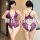 Purple lace bodysuit with backless design and open crotch, featuring intricate floral patterns and adjustable straps for a se...