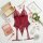 Red lace sexy cami set with garter straps, styled as an elegant erotic bodysuit for women.