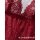 Close-up of red lace cami set with floral patterns and bow detail, elegant erotic bodysuit for women.