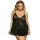 Elegant black lace camisole nightgown with sheer mesh design, perfect for summer sleepwear. plus size option available.
