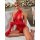 Sexy red lace sheer bodysuit with backless tied cami design, perfect for intimate lingerie. -inspired style, ideal sleepwear...
