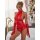 Sexy red lace sheer bodysuit with backless design and tied cami set, perfect for intimate lingerie. -inspired style.