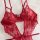 Red lace sheer bodysuit for women, featuring intricate floral patterns and delicate straps, embodying ultra-feminine european...