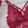 Lace sheer bodysuit featuring intricate floral patterns, elegant red ribbon accents, and pearl embellishments for a sexy euro...