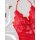 Red lace sheer bodysuit with intricate floral patterns, perfect for intimate wear. features european and us style design.