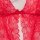 Red lace sheer bodysuit with intricate patterns, featuring a bow detail; perfect for women seeking sexy european-american sty...