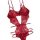 Red lace sheer bodysuit for women, featuring intricate floral patterns and delicate straps, embodying ultra-feminine european...