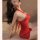 Sexy red lace sheer cheongsam lingerie set featuring backless hook-and-loop halter design with matching sleepwear.