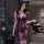 Elegant purple lace sheer lingerie set, featuring intricate floral patterns and a deep v-neckline, perfect for adult women se...