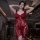 Elegant red lace sheer lingerie set featuring intricate floral patterns, perfect for adult women seeking sensual and luxuriou...