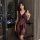 Elegant burgundy lace sheer lingerie set, featuring delicate floral patterns and a deep v-neckline, perfect for adult women s...