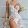 Lace sheer v-neck sleep dress with high slit and matching thong, plus size sexy lingerie set for women.