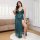 Elegant green lace sheer robe with side slit, perfect nightwear for women. features delicate mesh fabric and floral design.