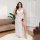 Sexy lace sheer robe nightgown with side slit, featuring transparent mesh design and delicate lace details, perfect for women...