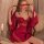 Elegant red lace sheer sleepwear set featuring backless bra-top dress with built-in pads and underwire, perfect for intimate ...