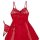 Red lace sheer cami nightgown with adjustable straps and matching thong, breathable mesh seductive sleepwear for women.