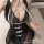 Lace sheer seductive sleepwear set - womens provocative kimono-style lingerie outfit