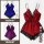 Showcasing a lace sleep dress set in vibrant blue, red, and purple with black lace trim. stylish european-inspired womens sex...