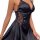 Elegant black satin sleep dress with intricate lace detailing, perfect for women seeking luxury and comfort in their nightgow...