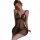 Woman wearing black lace sleepwear set with sheer fabric and intricate detailing, perfect for romantic bedroom moments.