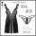 Sheer black lace sleepwear set with satin slip dress and matching thong, featuring delicate straps and sensual design for sum...
