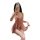 Woman in pink lace sleepwear taking mirror selfie, sheer satin slip dress with push-up support and elegant details.
